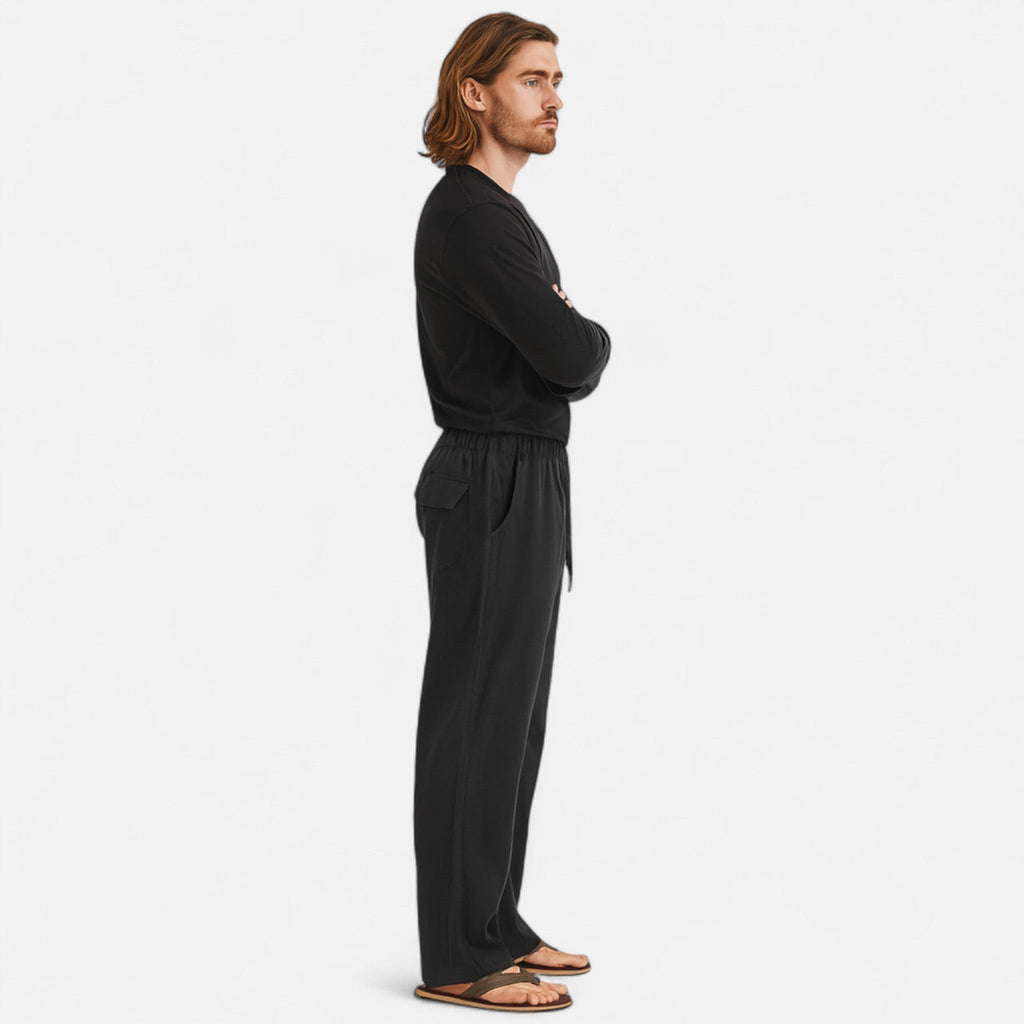 Harlington | Men’s Wide Leg Trousers | Elastic Waist Side Pockets Casual Wear-Men Pants-Eltrendio