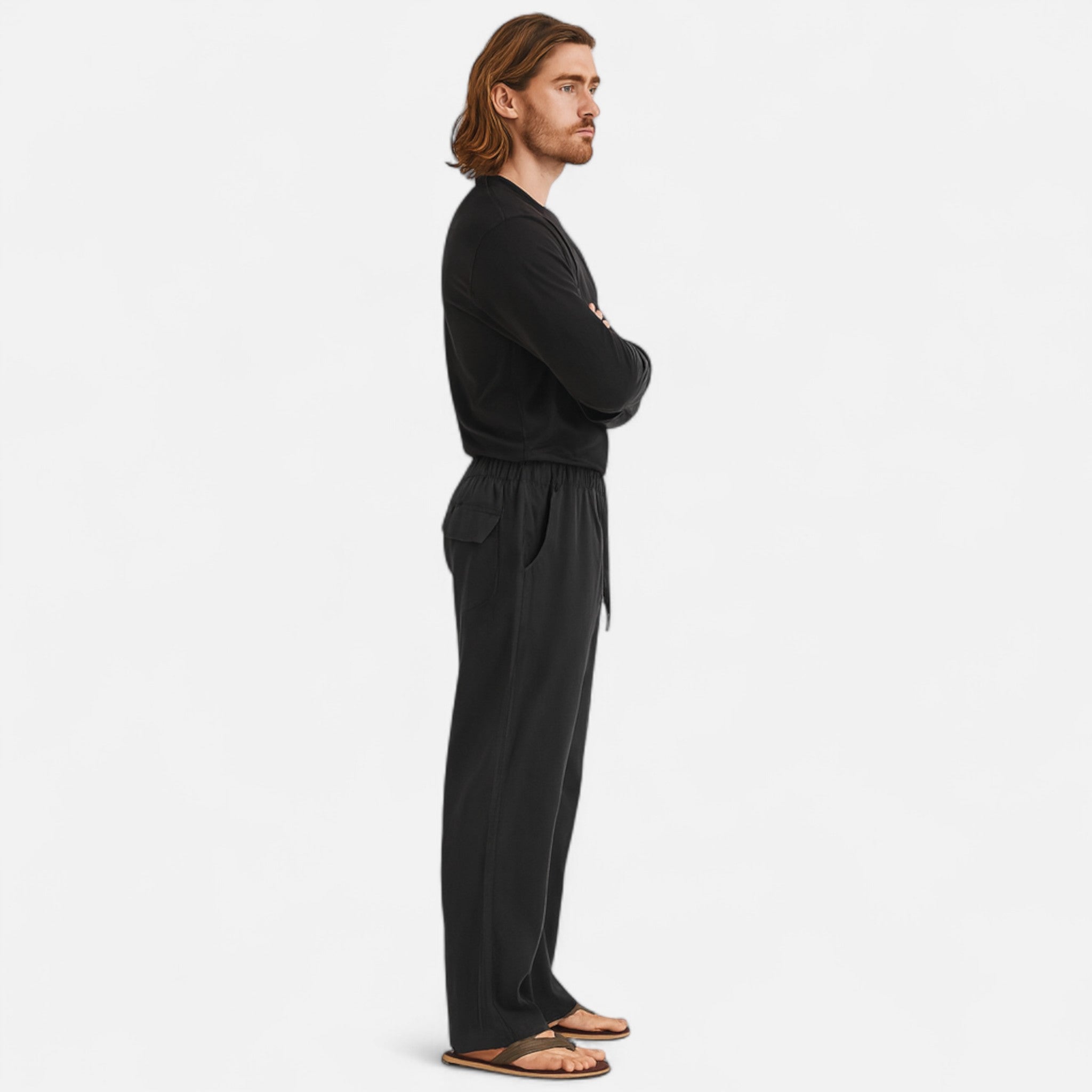 Harlington | Men’s Wide Leg Trousers | Elastic Waist Side Pockets Casual Wear-Men Pants-Eltrendio