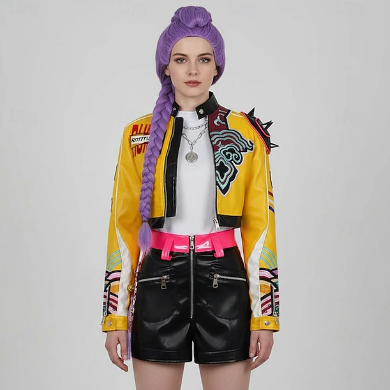 Harper | Women's Printed Jacket And Shorts Set | Zip Front Graphic Detail Cosplay Wear