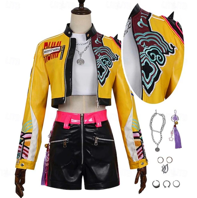 Harper | Women's Printed Jacket And Shorts Set | Zip Front Graphic Detail Cosplay Wear