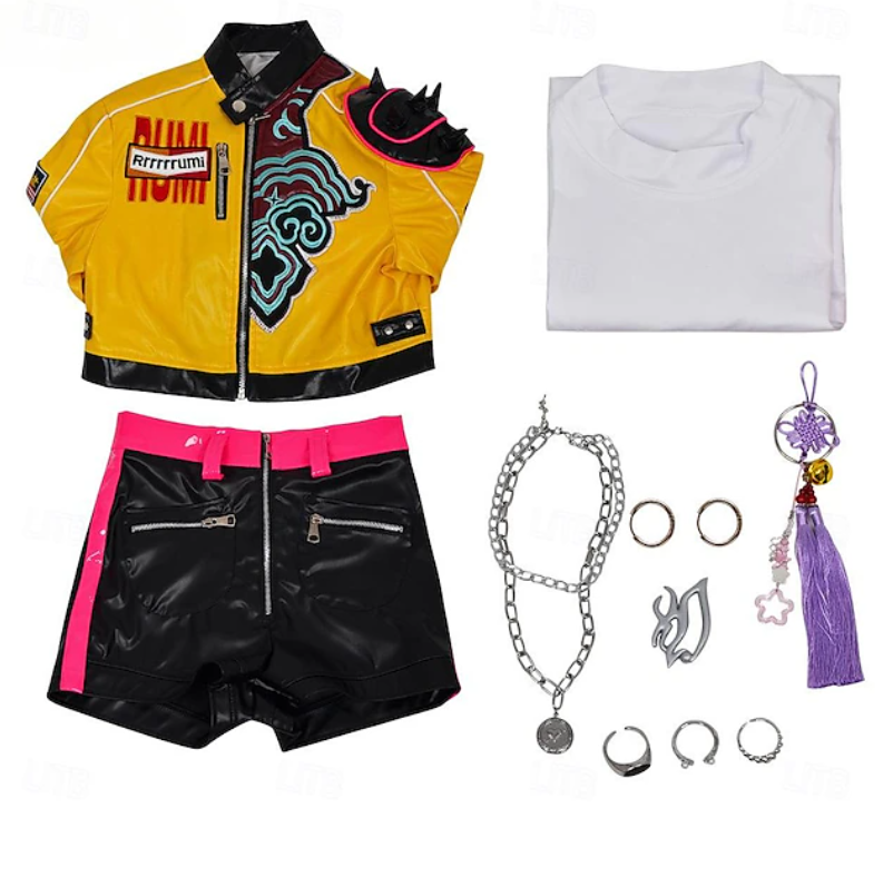 Harper | Women's Printed Jacket And Shorts Set | Zip Front Graphic Detail Cosplay Wear