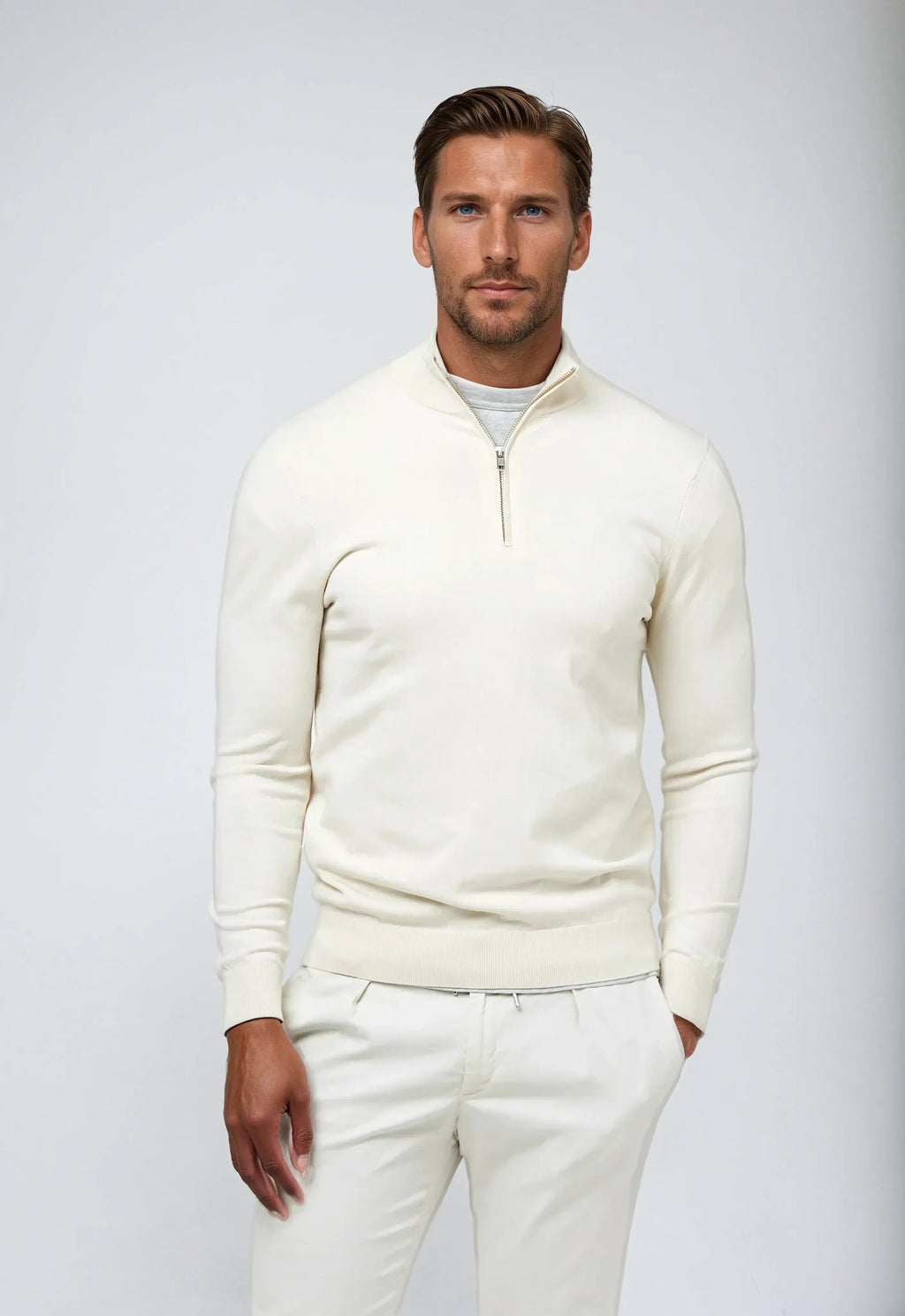 Harrison | Men's Quarter Zip Jumper | Business Casual Knitwear-Men Sweater-Eltrendio