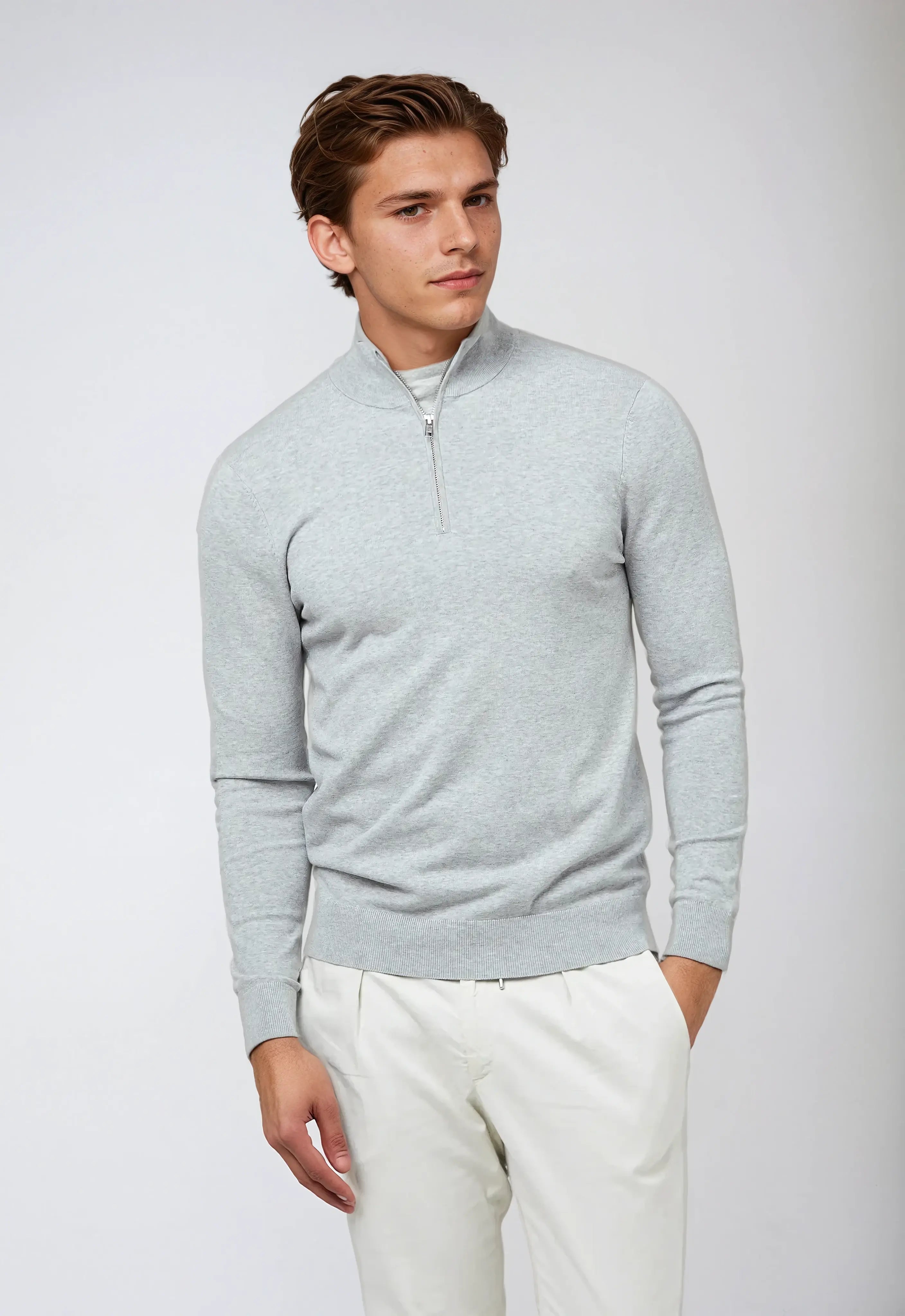 Harrison | Men's Quarter Zip Jumper | Business Casual Knitwear-Men Sweater-Eltrendio