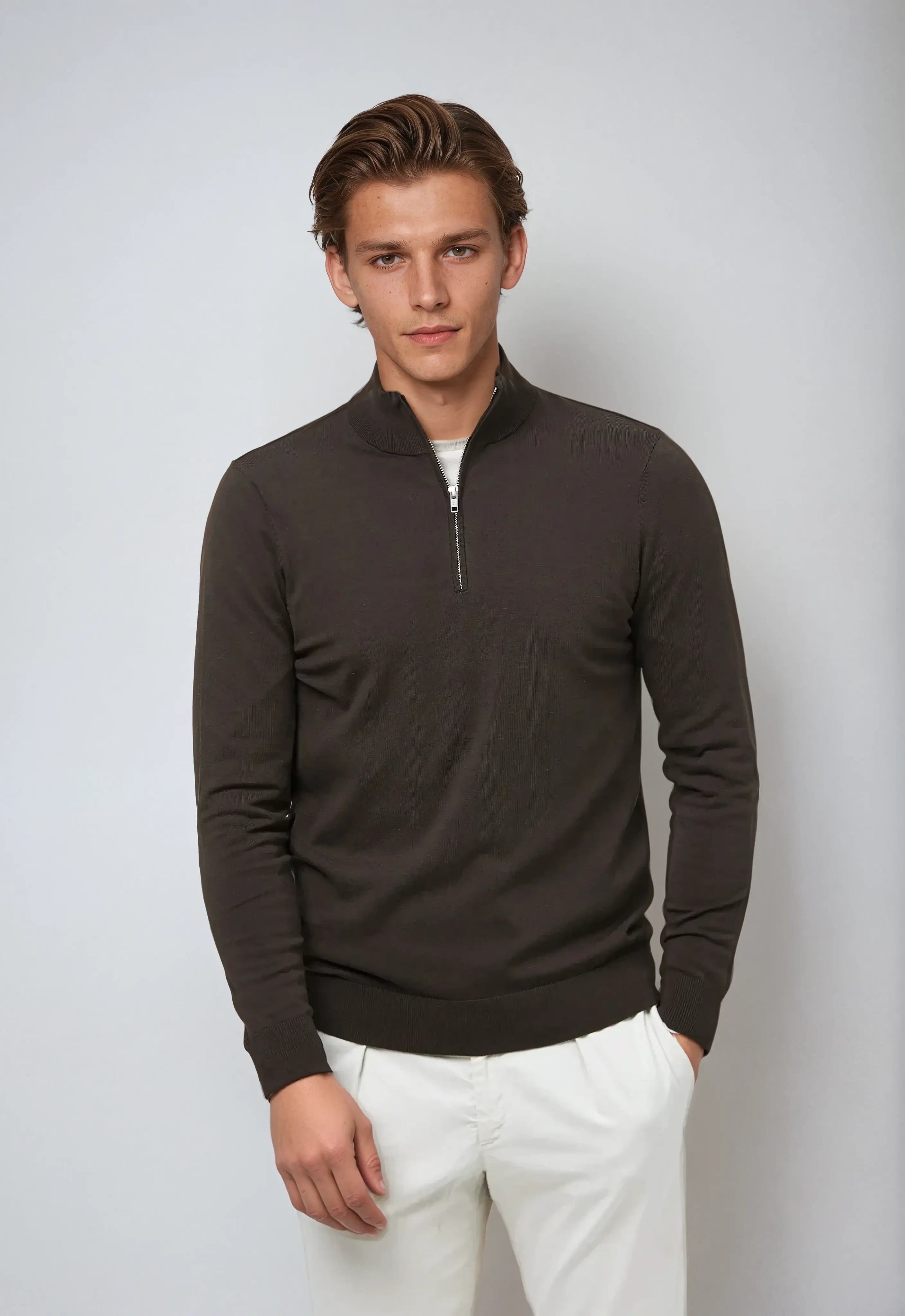 Harrison | Men's Quarter Zip Jumper | Business Casual Knitwear-Men Sweater-Eltrendio