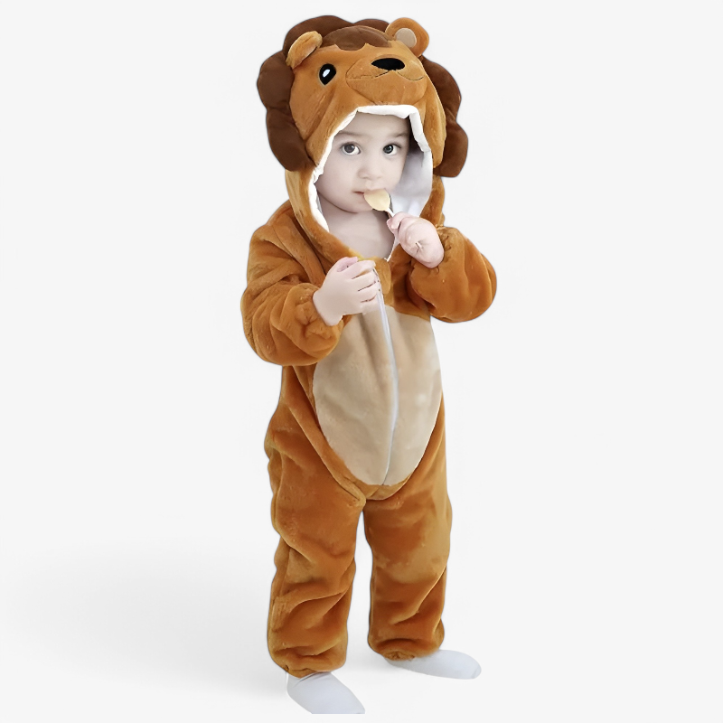 Harvey | Children's Cow Costume Jumpsuit | Hooded Animal Print Themed Party Participation-Kids Costume Set-Eltrendio