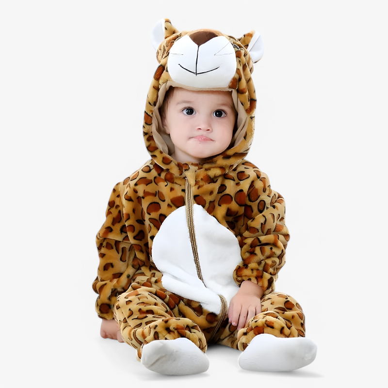 Harvey | Children's Cow Costume Jumpsuit | Hooded Animal Print Themed Party Participation-Kids Costume Set-Eltrendio