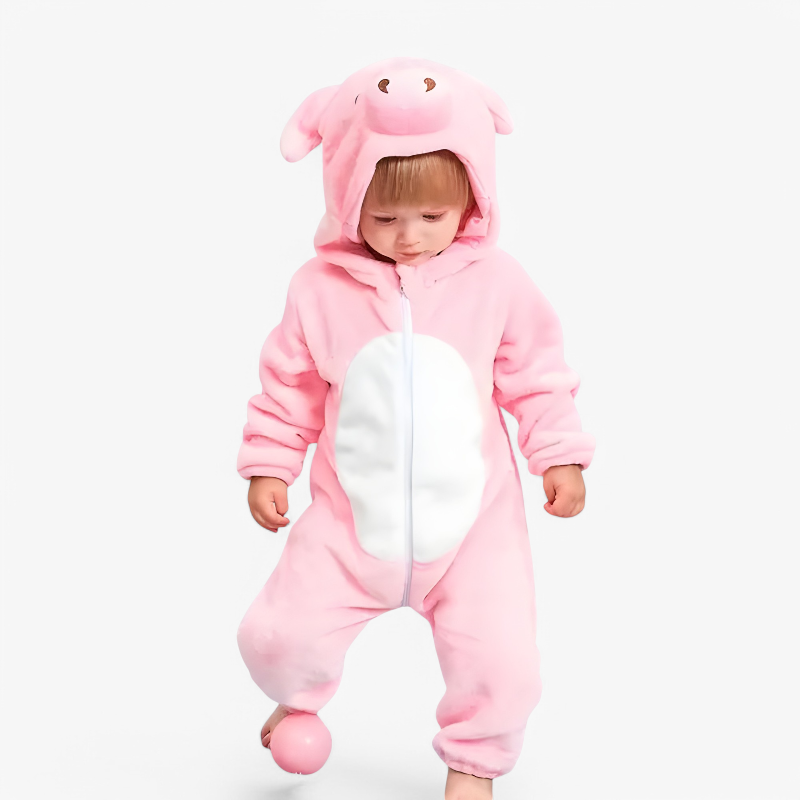 Harvey | Children's Cow Costume Jumpsuit | Hooded Animal Print Themed Party Participation-Kids Costume Set-Eltrendio