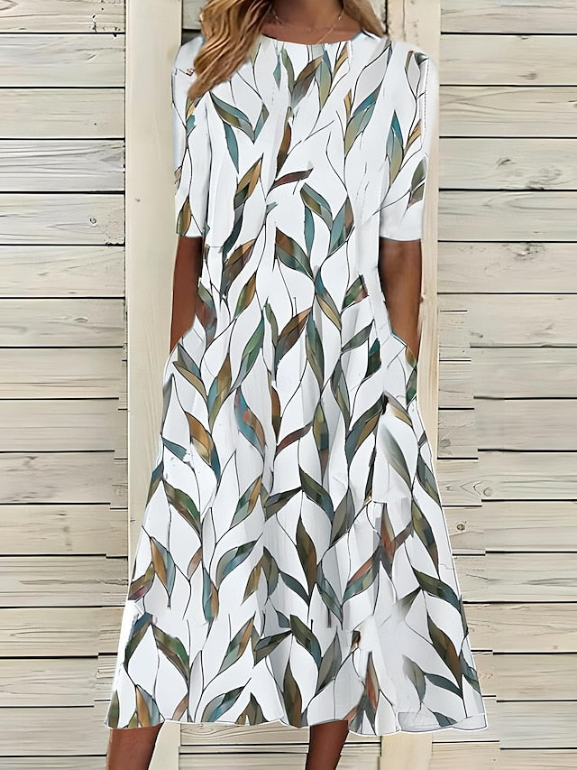 Hazel | Women's Floral Print Midi Dress | Half Sleeve Side Pockets 2