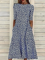 Hazel | Women's Floral Print Midi Dress | Half Sleeve Side Pockets 3