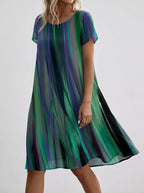 Hazel | Women’s Printed Midi Dress | Short Sleeve Holiday Wear