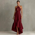 Adalia | Halter Neck Ruffle Hem Maxi Dress