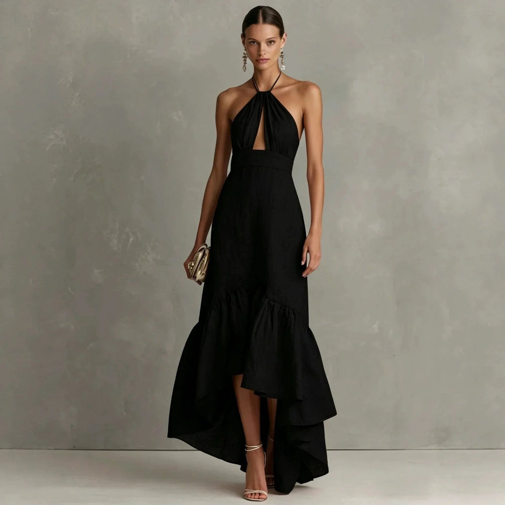 Adalia | Halter Neck Ruffle Hem Maxi Dress - Image 2