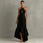 Adalia | Halter Neck Ruffle Hem Maxi Dress - Image 2