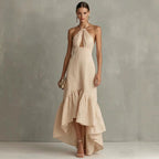 Adalia | Halter Neck Ruffle Hem Maxi Dress - Image 4