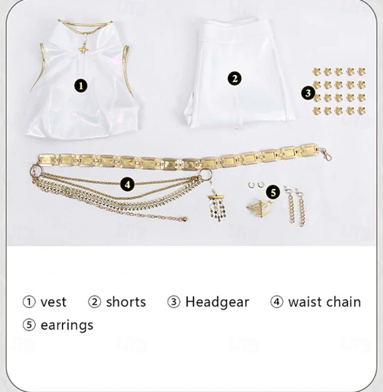 Isla | Women's Costume Shorts Set | Sleeveless Chain Detail Cosplay Wear