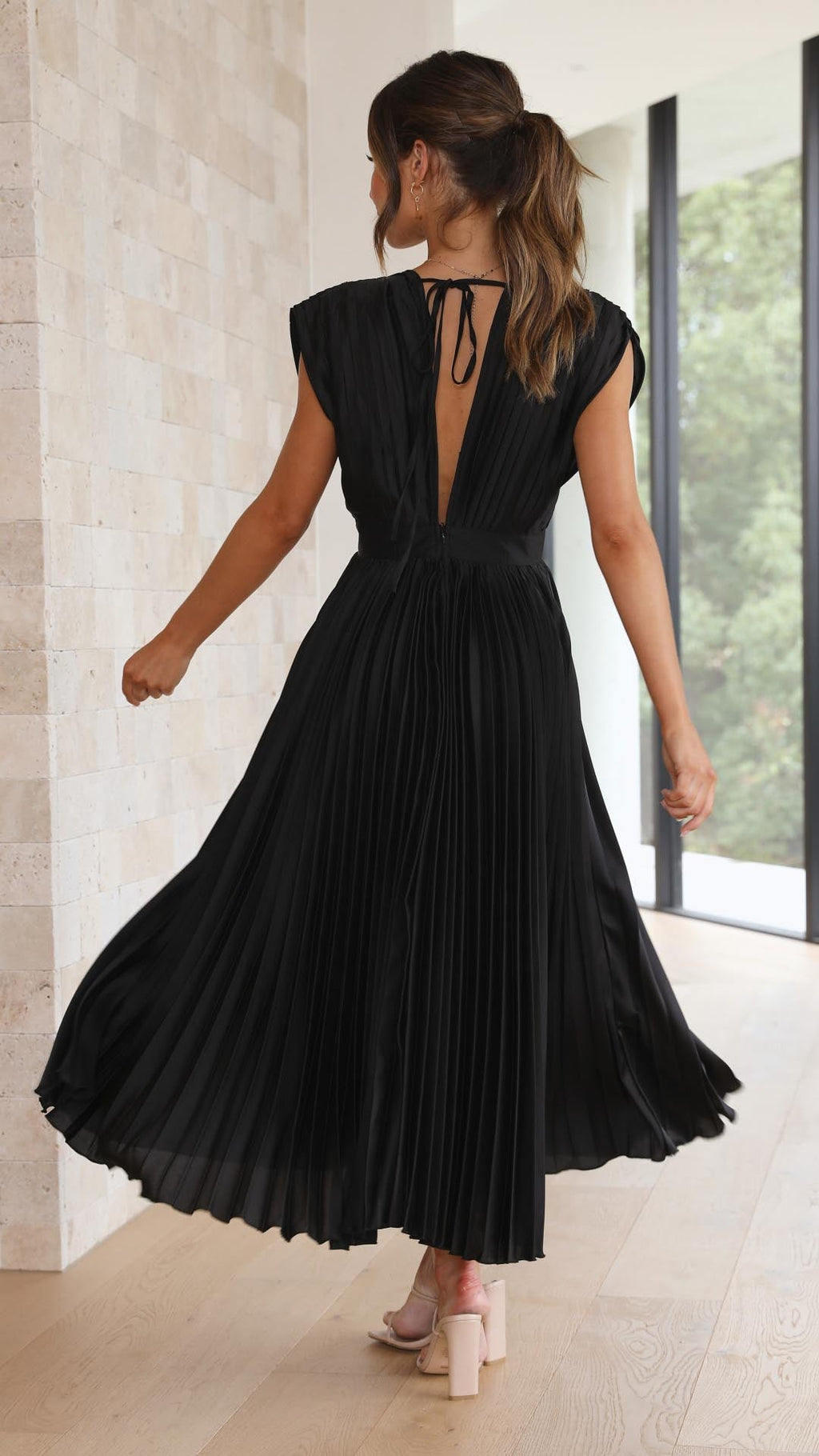 Charlotte | Women's Pleated V Neck Midi Wedding Guest Dress - Image 12
