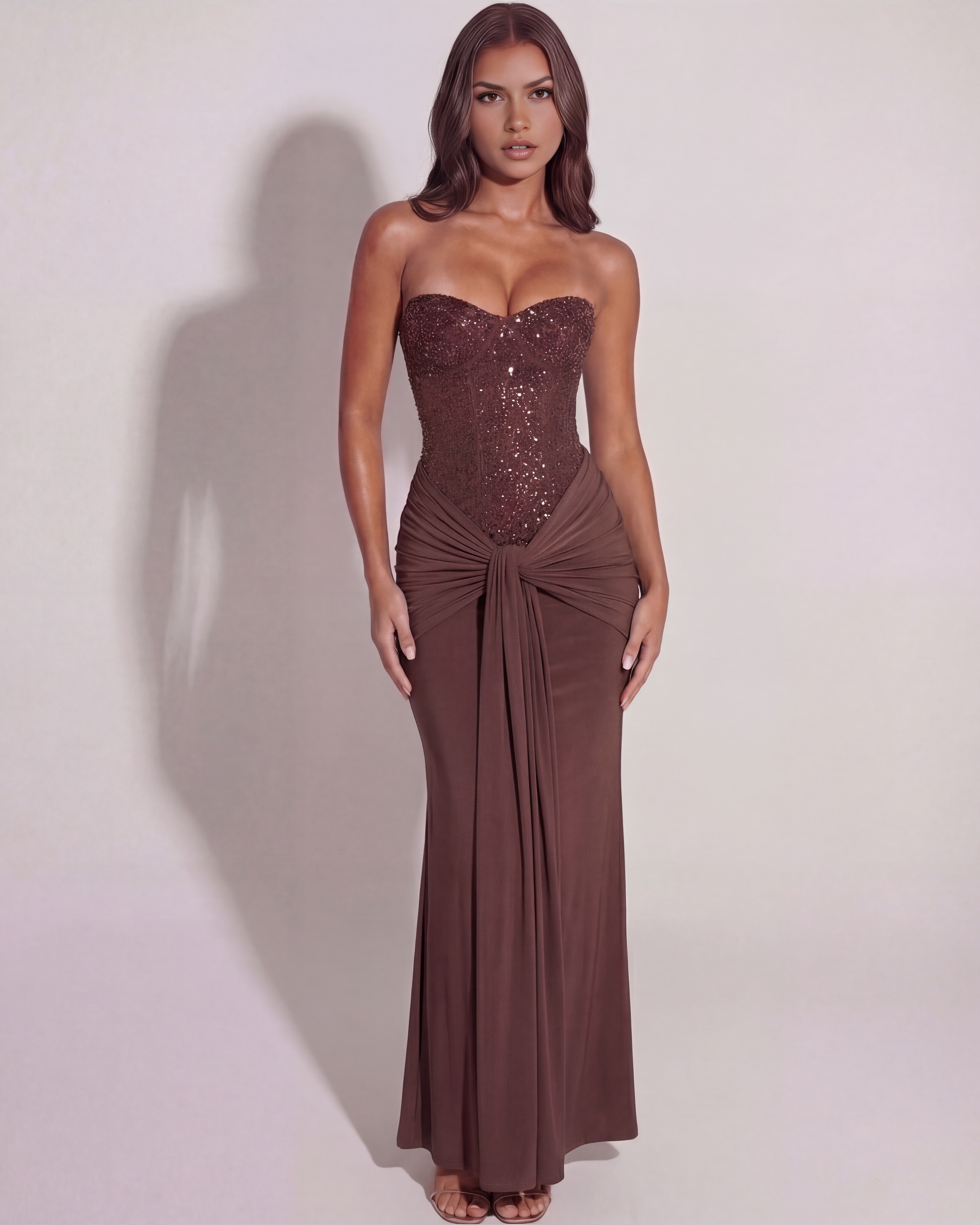 Arabella | Embellished Mesh Corset Maxi Dress