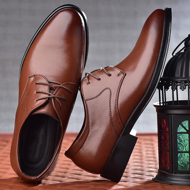 Kingsford | Men’s Lace Up Derby Shoes | Plain Toe Low Heel Formal Footwear-Men Shoes-Eltrendio
