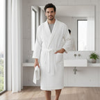 Briarstone | Men’s Belted Waffle Bathrobe | Shawl Collar Patch Pockets Home Wear-Men Bathrobe-Eltrendio