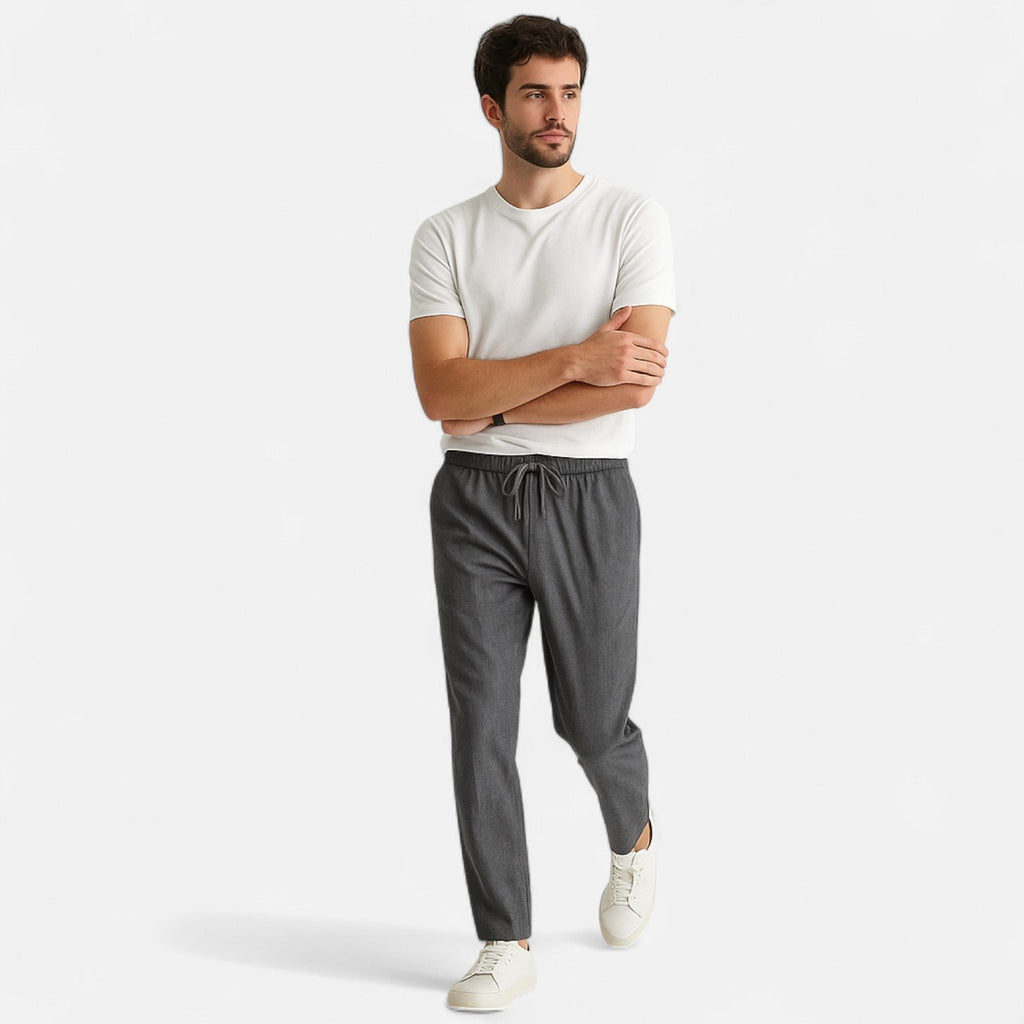 Langford | Men’s Drawstring Casual Trousers | Straight Leg Side Pockets Daily Wear-Men Pants-Eltrendio