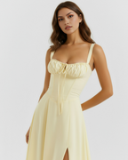 Aurora | Lace-Up Corset Side Split Midi Dress - Image 3