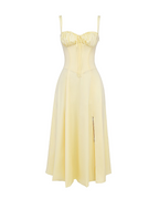 Aurora | Lace-Up Corset Side Split Midi Dress - Image 9