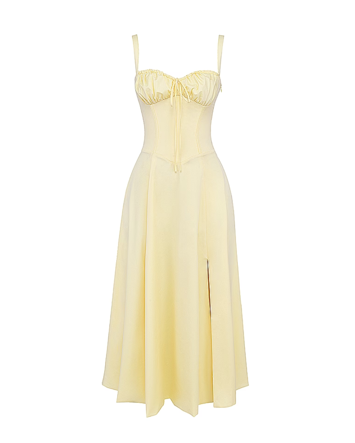 Aurora | Lace-Up Corset Side Split Midi Dress - Image 9