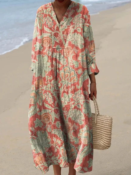 Lydia | Women's Floral Print Midi Dress | Loose Fit Round Neck 2