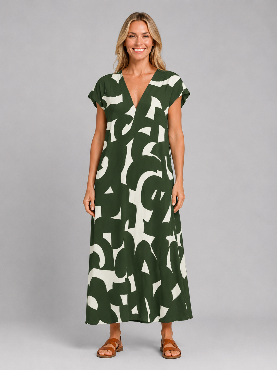Women's Abstract Print Maxi Dress – Flattering Summer Style - Image 4
