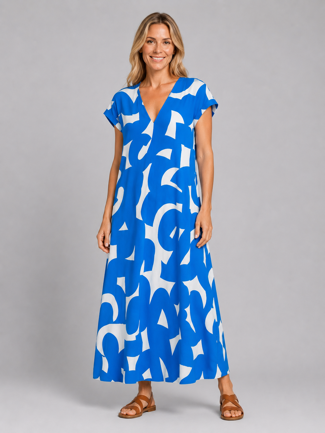 Women's Abstract Print Maxi Dress – Flattering Summer Style - Image 5