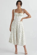 Meadowbrook | Women’s Floral Midi Dress | Shoulder Straps Gathered Bodice Wedding Guest Dress-Women Dress-Eltrendio