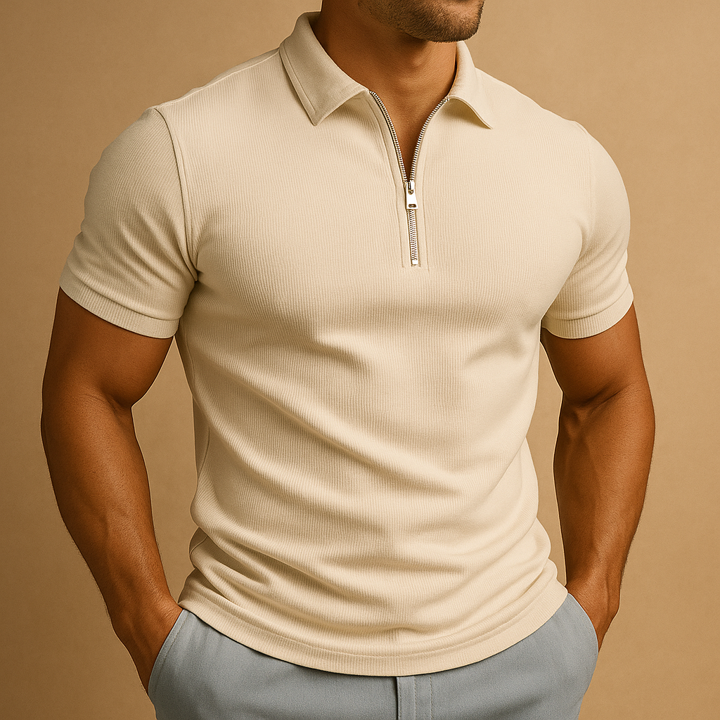 Fairmont | Men’s Zip Neck Polo Shirt | Short Sleeve Collared Top Casual Wear-Men Polo-Eltrendio