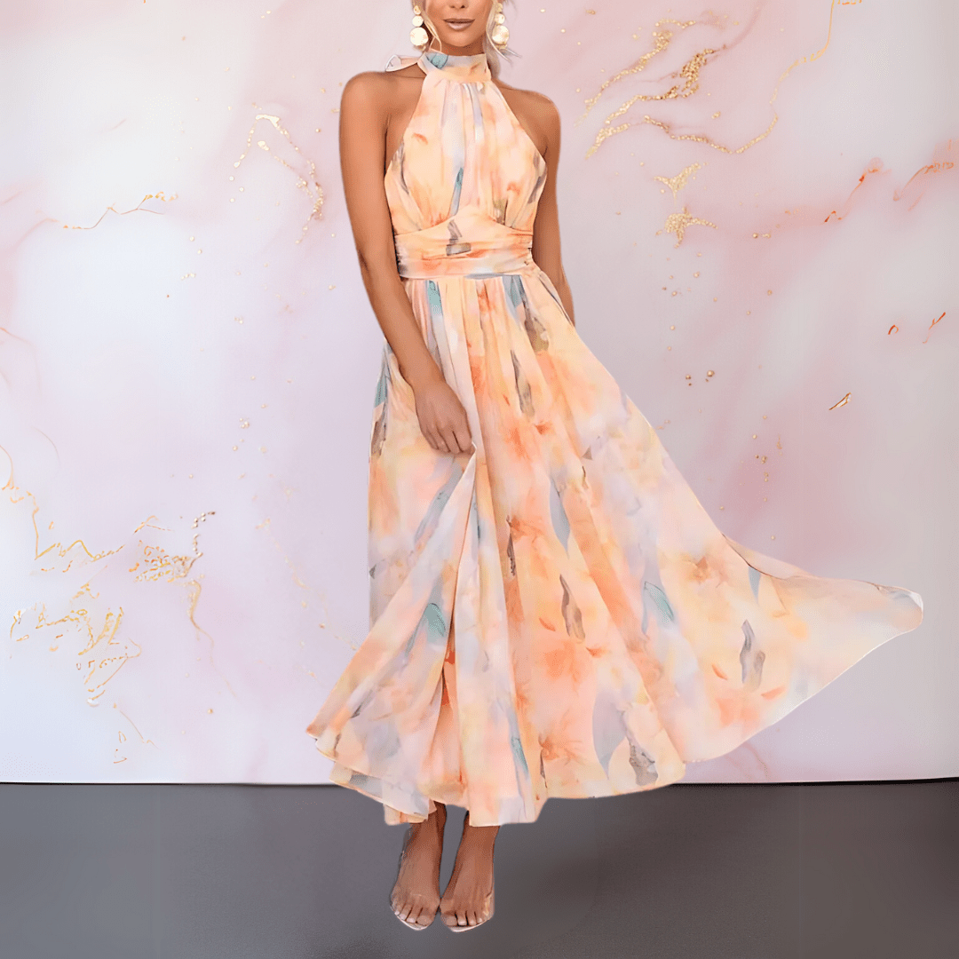 Women Dress | Halterneck Elegant Maxi Dress-Women Dress-Eltrendio