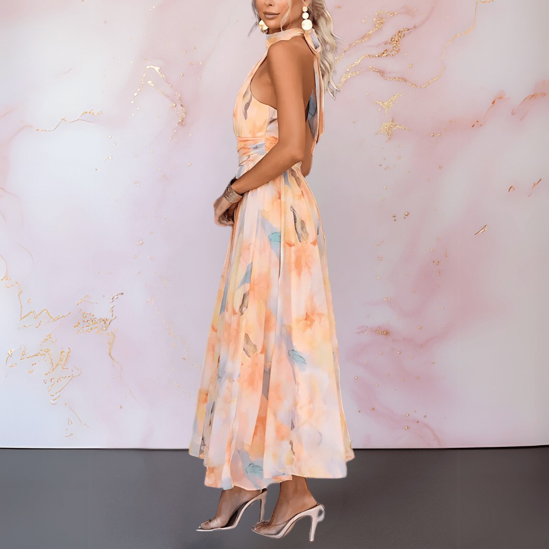 Women Dress | Halterneck Elegant Maxi Dress-Women Dress-Eltrendio