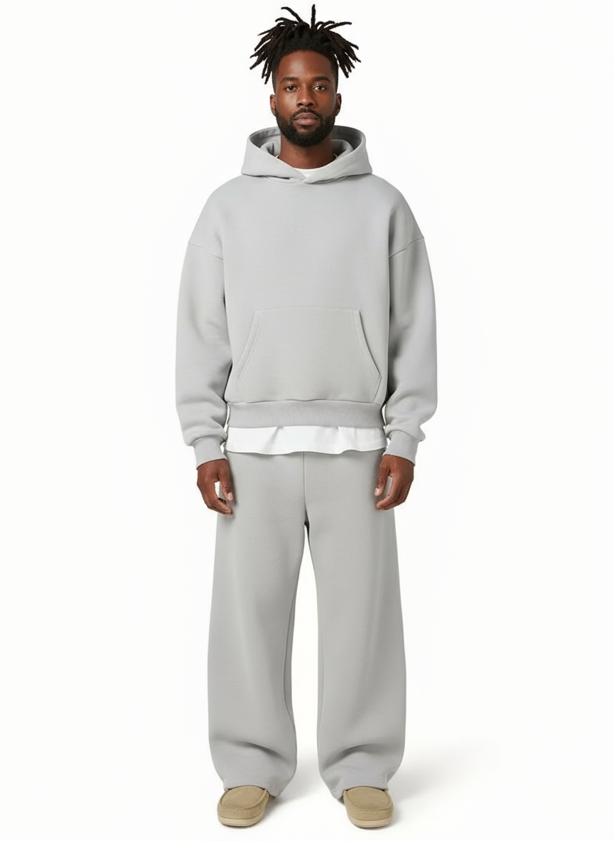 Norman | Men’s Hoodie And Trousers Set | Kangaroo Pocket Wide Leg Casual Wear-Men Outfit Set-Eltrendio