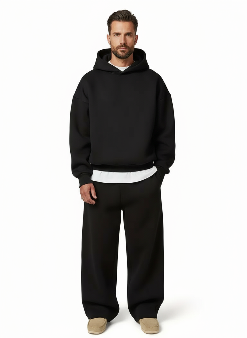 Norman | Men’s Hoodie And Trousers Set | Kangaroo Pocket Wide Leg Casual Wear-Men Outfit Set-Eltrendio