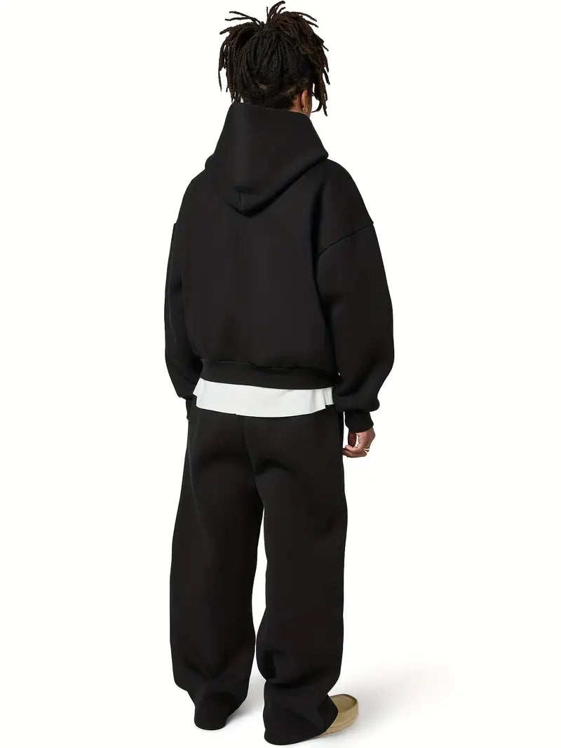 Norman | Men’s Hoodie And Trousers Set | Kangaroo Pocket Wide Leg Casual Wear-Men Outfit Set-Eltrendio