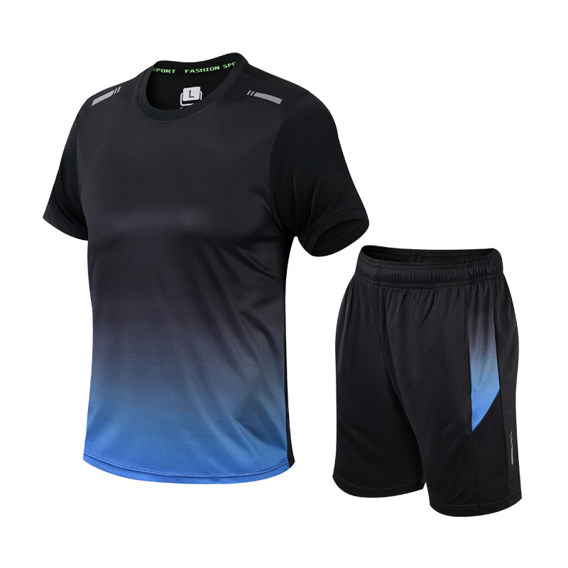 Northshore | Men’s Sports T Shirt And Shorts Set | Gradient Print Short Sleeve Active Wear-Men Outfit Set-Eltrendio