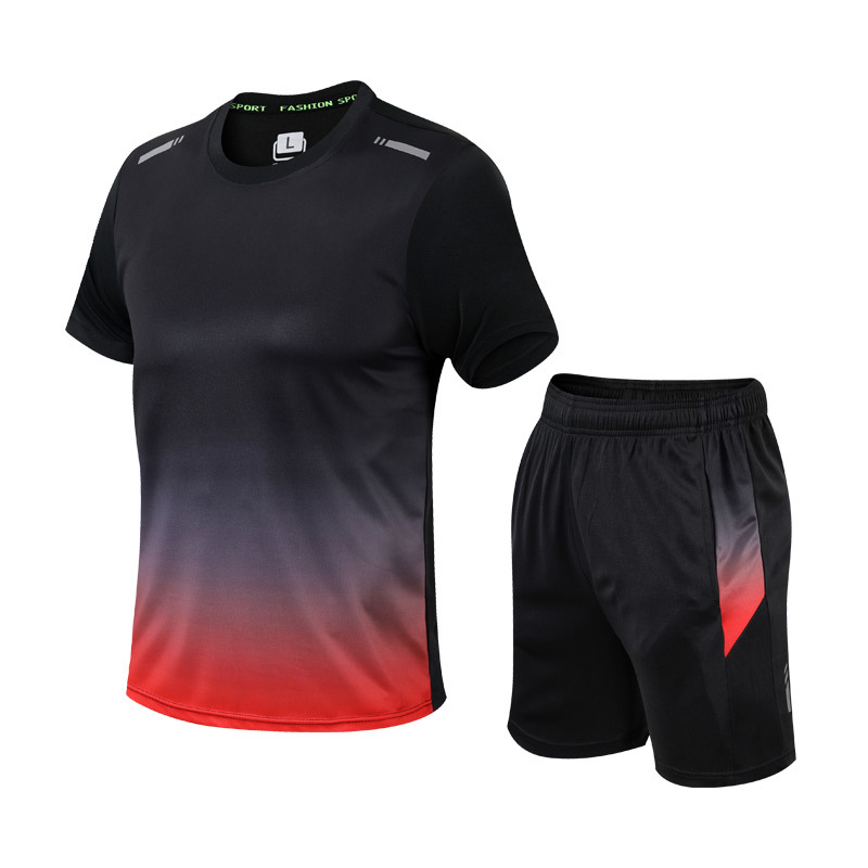 Northshore | Men’s Sports T Shirt And Shorts Set | Gradient Print Short Sleeve Active Wear-Men Outfit Set-Eltrendio