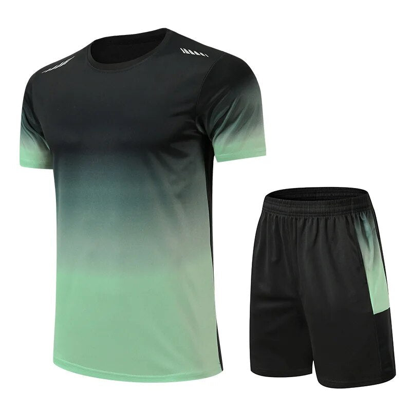 Northshore | Men’s Sports T Shirt And Shorts Set | Gradient Print Short Sleeve Active Wear-Men Outfit Set-Eltrendio