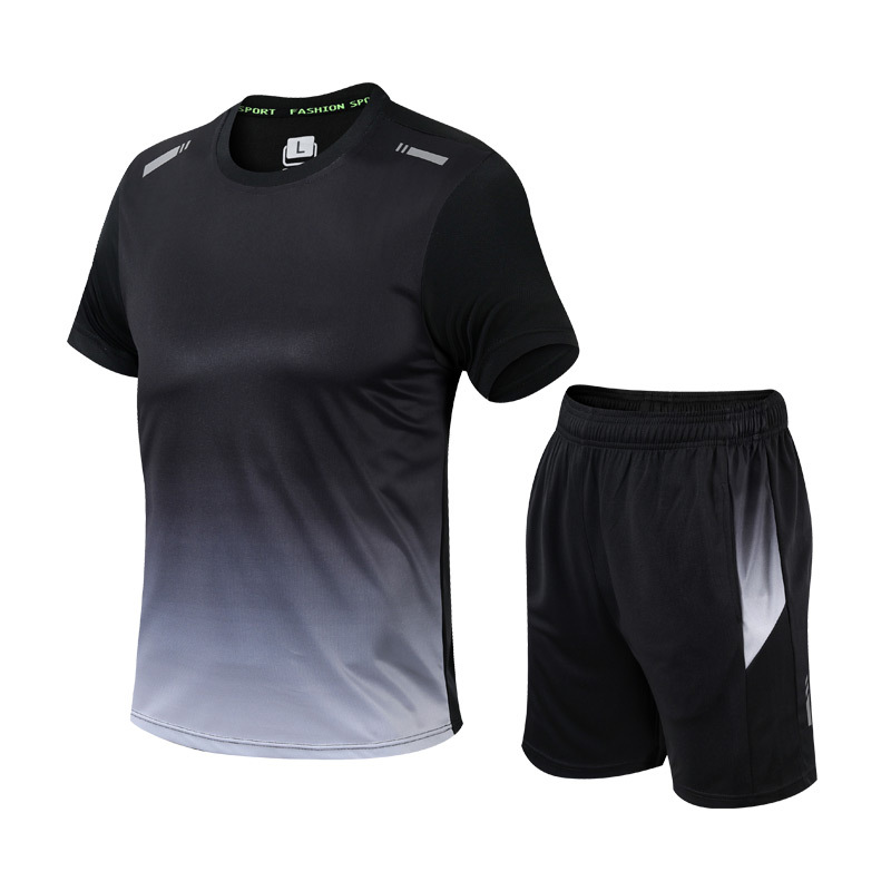 Northshore | Men’s Sports T Shirt And Shorts Set | Gradient Print Short Sleeve Active Wear-Men Outfit Set-Eltrendio