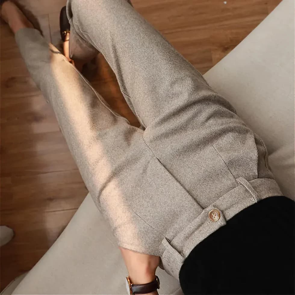Luke | Men Classic Herringbone Pleated Dress Trousers - Image 4
