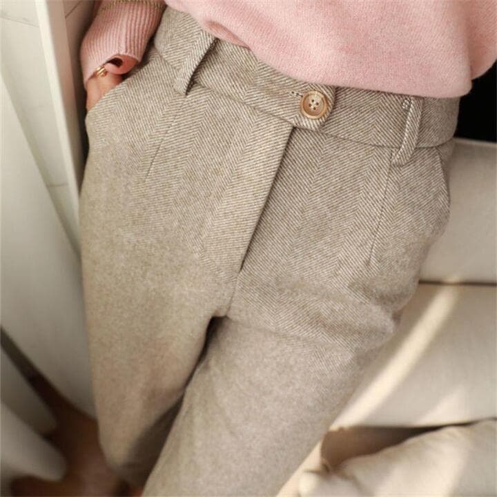 Luke | Men Classic Herringbone Pleated Dress Trousers - Image 2