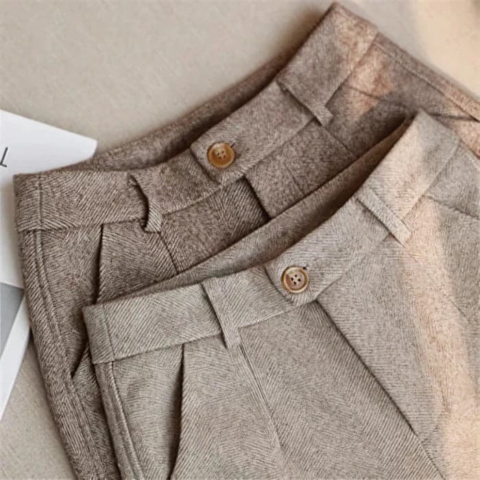 Luke | Men Classic Herringbone Pleated Dress Trousers - Image 6