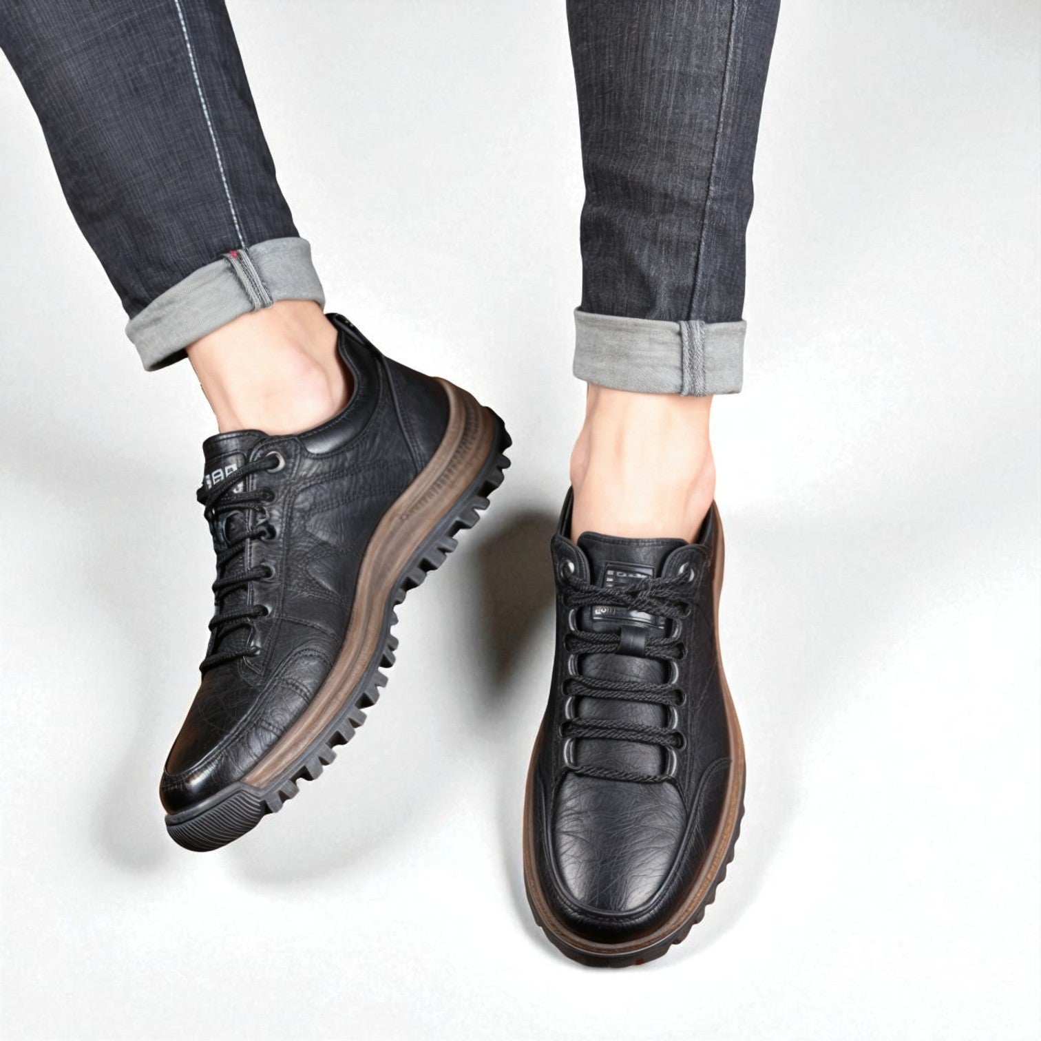 Oliver | Men’s Lace Up Walking Shoes | Panel Detail Chunky Sole Casual Footwear-Men Shoes-Eltrendio