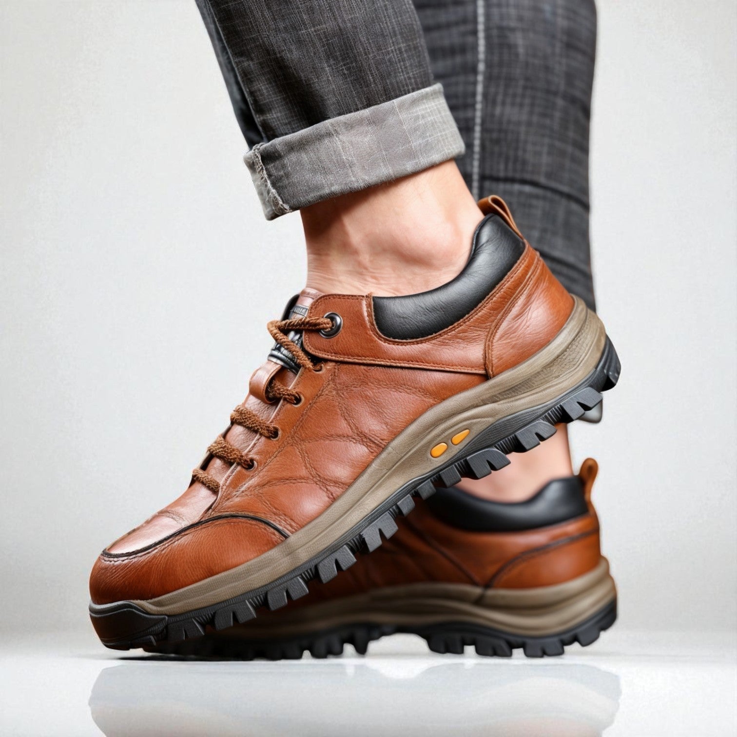 Oliver | Men’s Lace Up Walking Shoes | Panel Detail Chunky Sole Casual Footwear-Men Shoes-Eltrendio