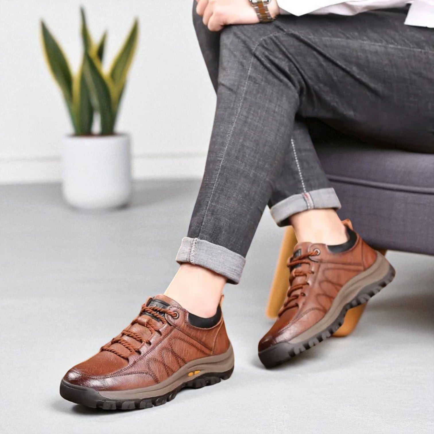 Oliver | Men’s Lace Up Walking Shoes | Panel Detail Chunky Sole Casual Footwear-Men Shoes-Eltrendio