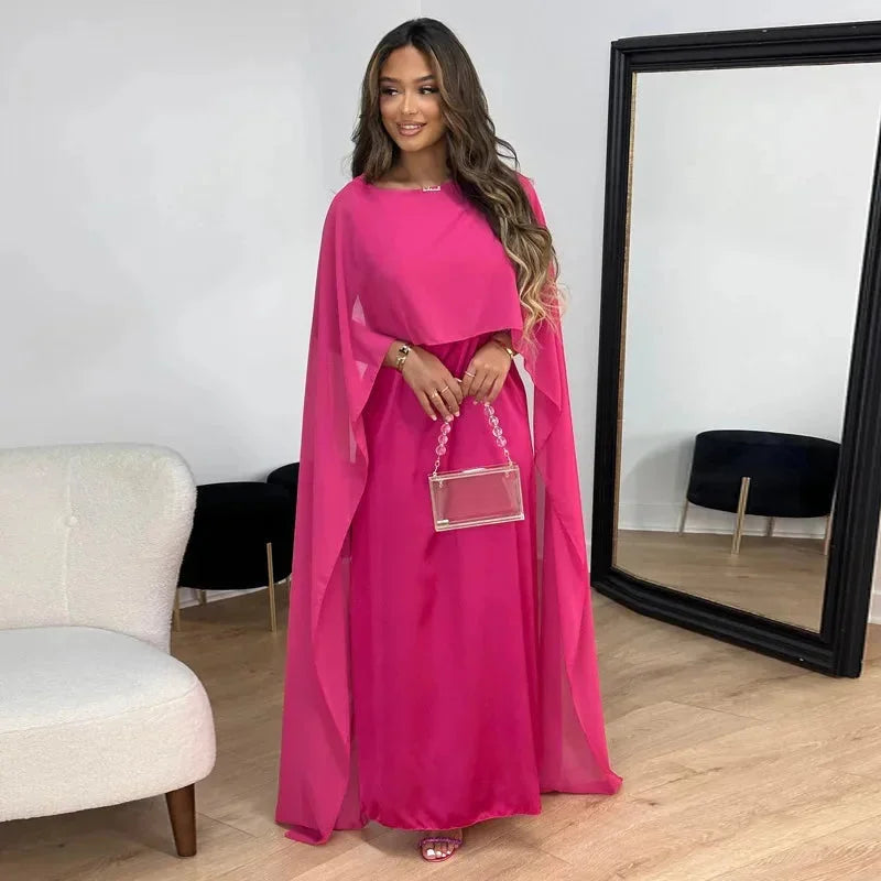Caroline | Women's Wedding Guest Cape Maxi Dress - Image 2