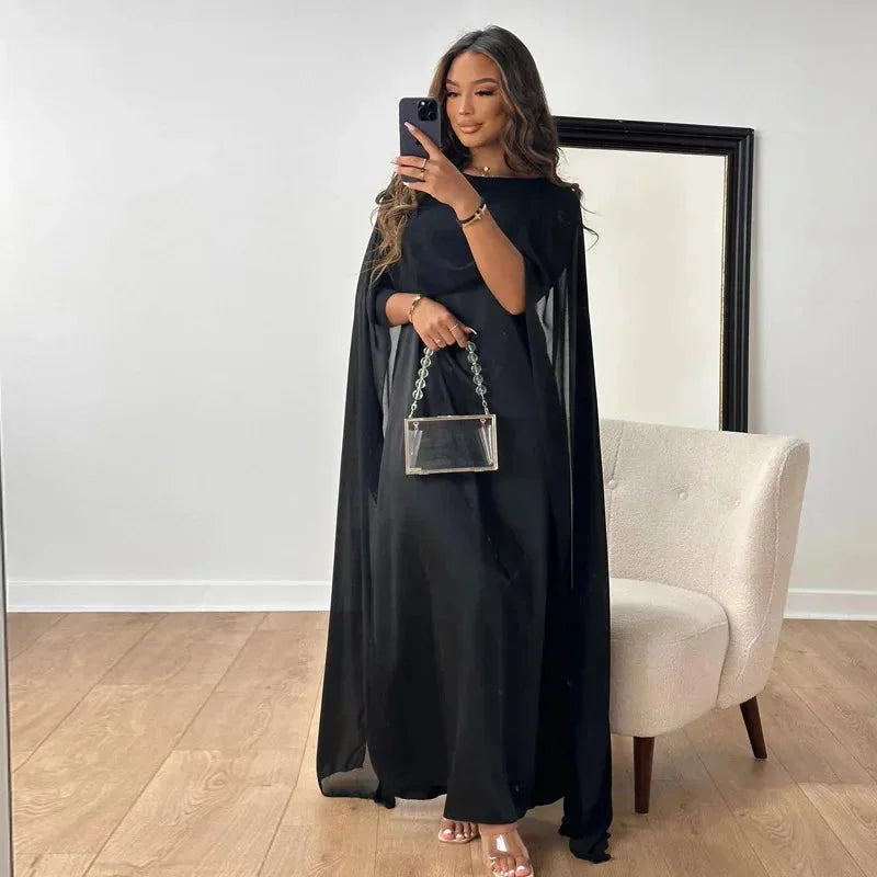 Caroline | Women's Wedding Guest Cape Maxi Dress - Image 3