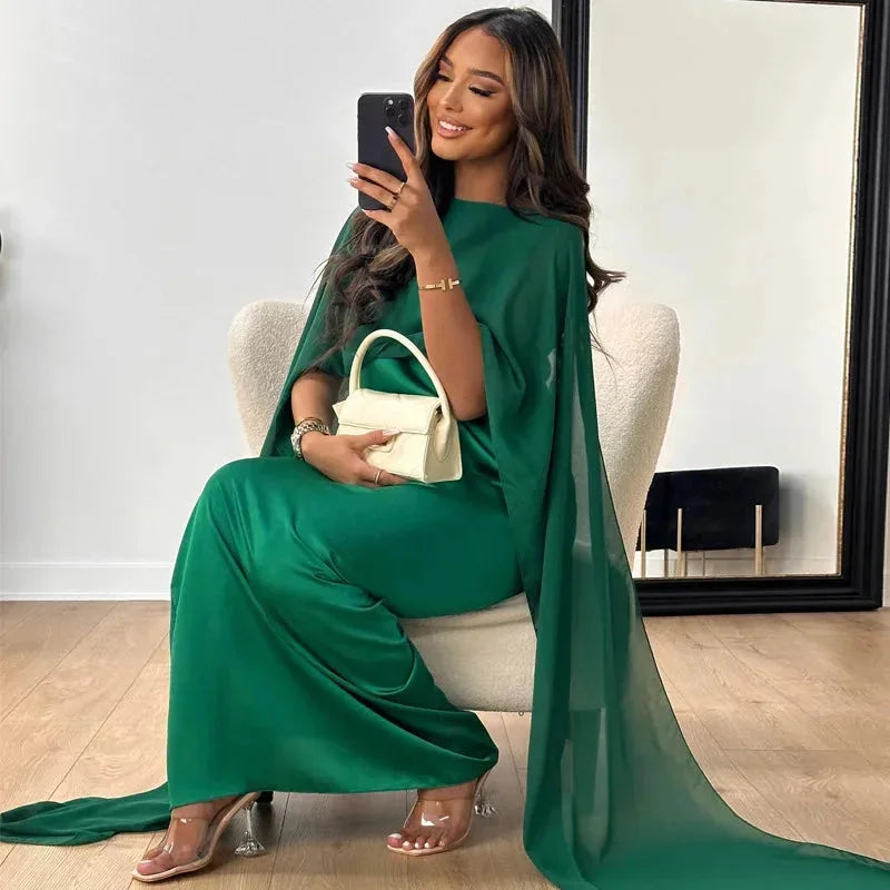 Caroline | Women's Wedding Guest Cape Maxi Dress - Image 5